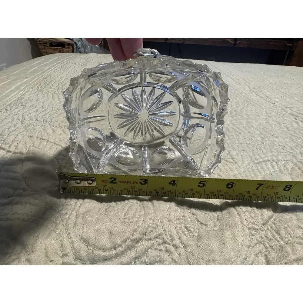 Vintage Crystal Bowel Dish with Silver Tone Handle Basket